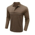 thumbnail image 4 of Aimik Long Sleeve Polo Shirts for Men S - 2Xl Slim Fit Collared Cotton Blend Full Sleeve Casual Workwear Shirt Sporty Striped Printed Lapel Polo Shirts-Khaki L, 4 of 6