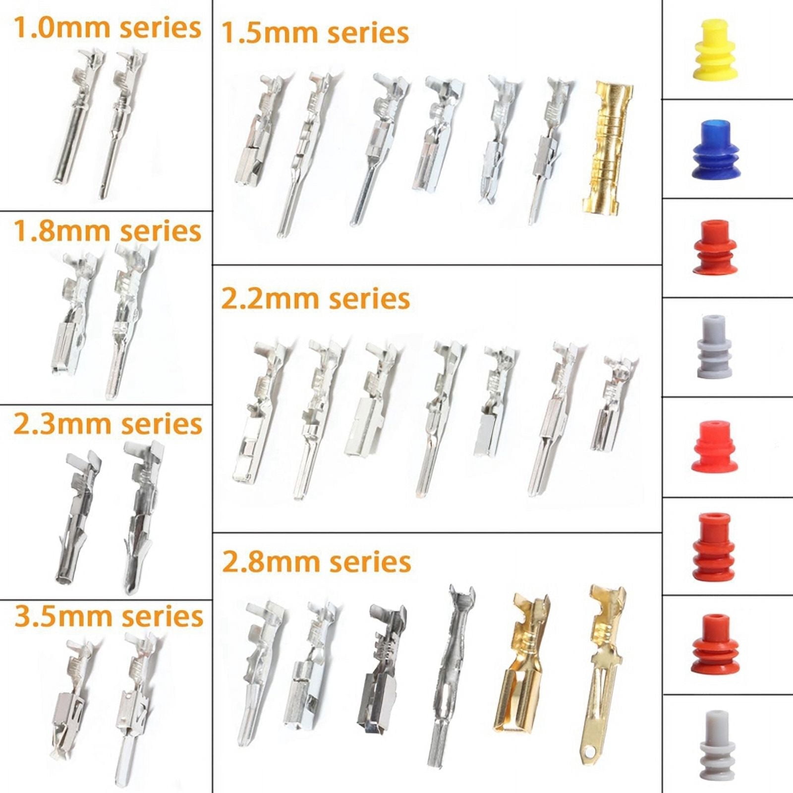 950pcs Connector Pins Kit Crimped Terminal Pin Automotive Car Electrical 1-3.5mm Male&Female Wire Seals Removal Tool Kit