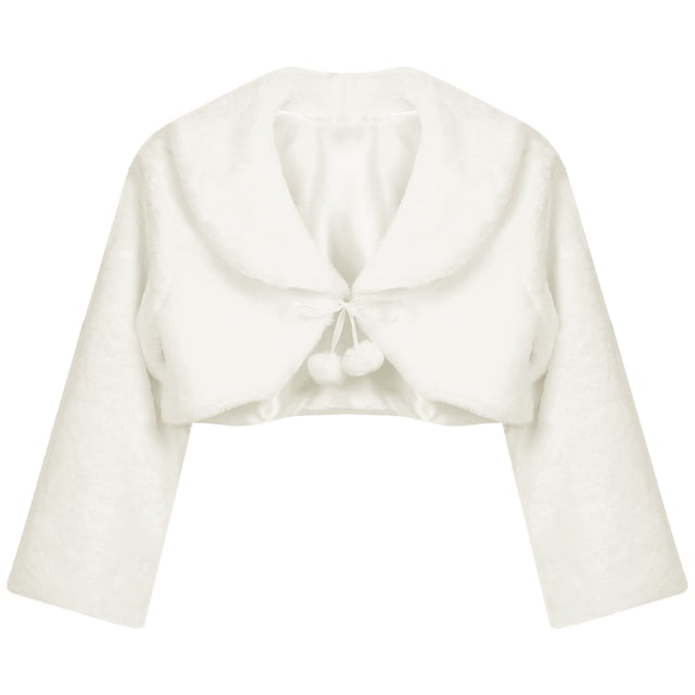 EeaseMX 1 abrigo de felpa para otoño e invierno para niñas, con flores, para vestir, chal, para actuaciones, cálido y elegante, color blanco, talla L