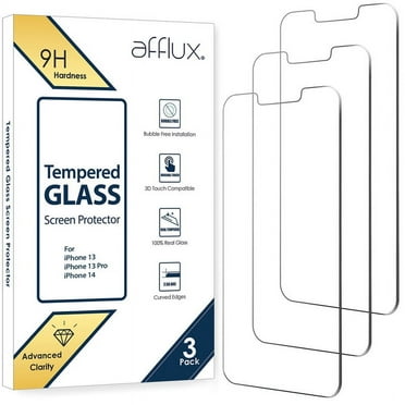 UrusTech 3-Pack iPhone 14 Glass Screen Protector Cover, Real Tempered Glass, 100% Clear, Shatterproof, Rounder Edges, In Hard Retail Box [ for iPhone 14 ]