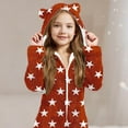 thumbnail image 5 of ATOGUTA Girls Fleece Pants Unisex Kids Fleece Hooded Jumpsuits Long Sleeve Rompers Sleepwear Outfits Size 5T-15, Wine, 5 of 5