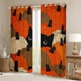 thumbnail image 2 of Feelyou Fall Orange Pumpkin Black Out Curtains for Kids, Kawaii Black Cat Curtains Pack of 2 (42x63 Each), Cartoon Kitten Animal Bedroom Curtains, Blackout Curtains Room Decor, 2 of 6