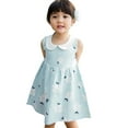 thumbnail image 3 of Zanarzt Toddler Kids Baby Girl Dress Summer Dress Toddler Girls Sleeveless Sundress Floral Prints Princess Dress Dance Party Dresses Light Blue,2-3 Years, 3 of 8
