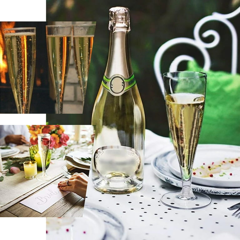 Efavormart Set of 12 - 5oz Clear Disposable Plastic Champagne Flutes -  Hollow Stem - Detachable Base for Weddings, Birthdays, Parties, Receptions