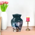thumbnail image 7 of JAGASY Crow Urn for Ashes Adult Male, Dark Teal Small Urns for Human Ashes Keepsake, Wooden Landscape Decorative Urns for Parents, Mini Cremation Urn for Mom & Dad, (3 Inch), 7 of 7