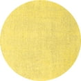 thumbnail image 1 of Ahgly Company Machine Washable Indoor Round Solid Yellow Modern Area Rugs, 5' Round, 1 of 4