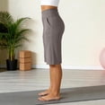 thumbnail image 3 of Women's Bermuda Long Shorts Knee Length High Rise Athletic Shorts Pull On Workout Walking Golf Running Summer Brown XL, 3 of 6