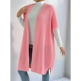 thumbnail image 6 of Women'S Ribbed Knit Cardigan Batwing Short Sleeve Oversized Casual Sweater Chunky Side Split Long Coat Pink One size, 6 of 10