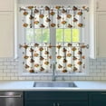 thumbnail image 3 of Rod Pocket Kitchen Curtain Set 3-Piece, 27.5x36 Inch Valance & Tier Drapes, Polyester Pongee Cafe Curtains for Living Room, Bathroom, Farmhouse Rustic Country Window Treatments., 3 of 6