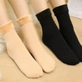 thumbnail image 3 of dianhelloya 1 Pair Mid-Tube Plush Lining High Elasticity Women Socks Winter Solid Color Warm Thickened Thermal Socks Daily Wear Black, 3 of 8