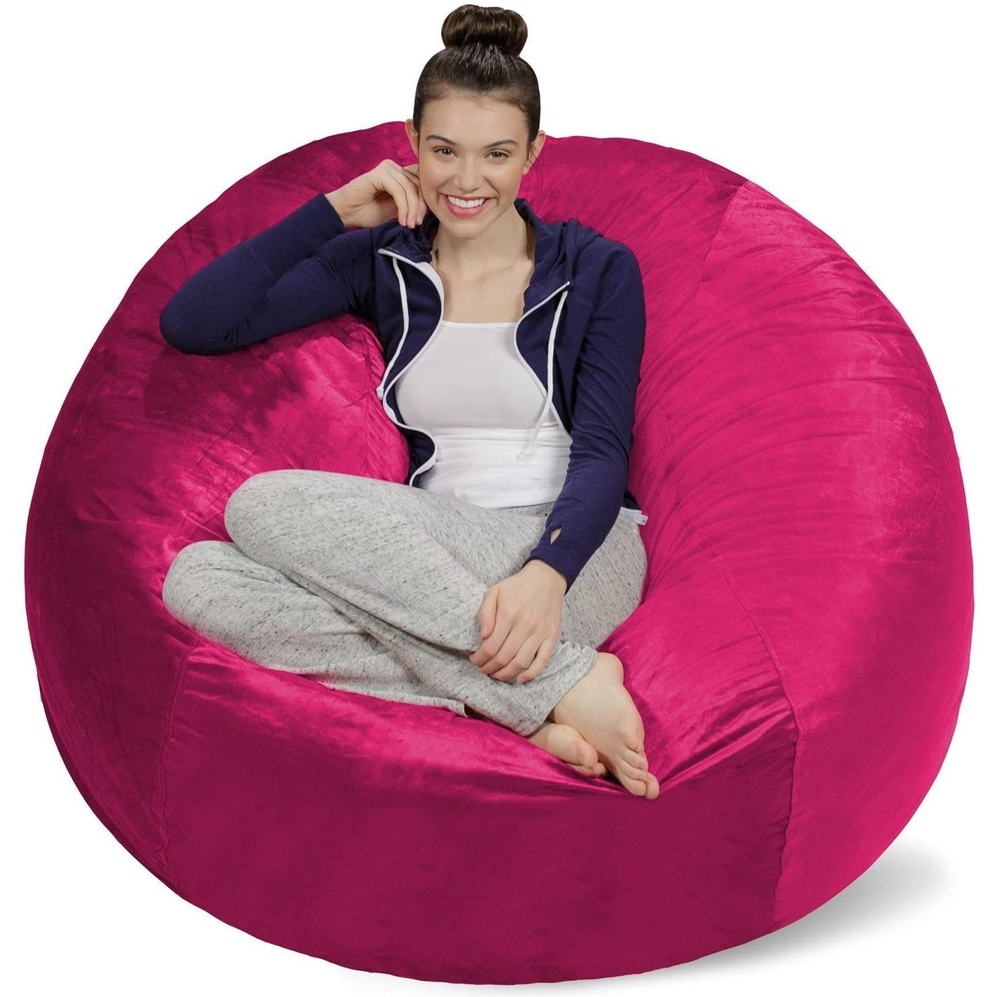 Theater Sacks 5foot Bean Bag Chair Large Memory Foam Bean Bag Magenta