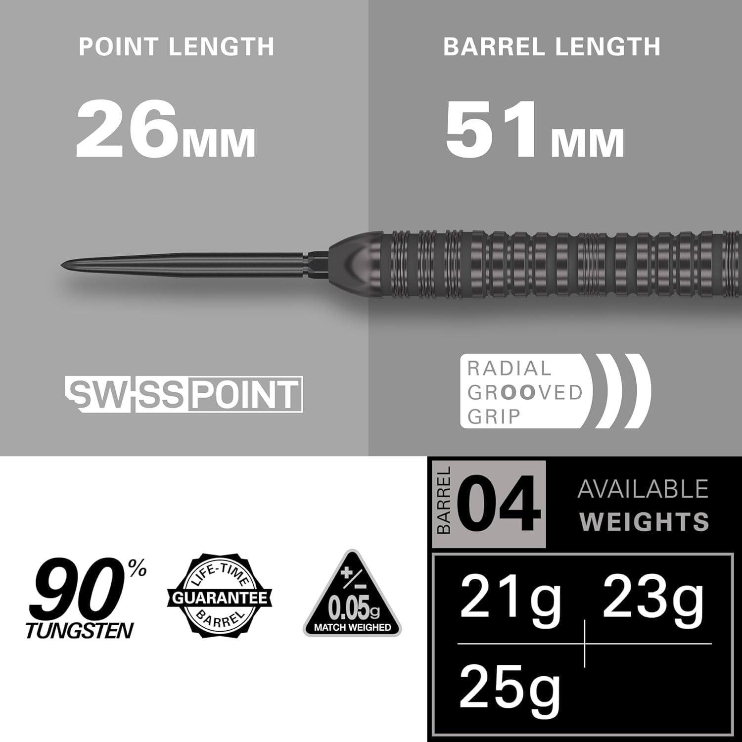 Target Darts Bolide Void 04 21G 90% Tungsten Swiss Point Steel Tip Darts Set
