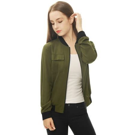 women's multi-pocket zip fastening lightweight bomber