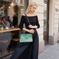 thumbnail image 5 of FORMRS Women Crossbody Purse with Chain Strap Vegan Leather Shoulder Handbag, Green and White Pattern, 5 of 7