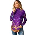 thumbnail image 6 of Mardi Gras Shirts Womens Sparkly Sequins Mock Neck T Shirts Mask Print Long Sleeve Green Graphic Tee Purple 2XL, 6 of 6