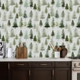 thumbnail image 2 of Woodland Peel and Stick Wallpaper 17.7in x 9.8ft Pine Tree Forest Soft Green Watercolor Style Contact Paper Vinyl Waterproof Self Adhesive Wall Paper for Bedroom Shelf Cabinet Renter Friendly, 2 of 8