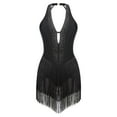 thumbnail image 6 of Aiihoo Women Shiny Tassel Latin Dance Dress Fringe Bodysuit Flapper Cocktail Dress Gymnastic Leotard Black XXL, 6 of 7