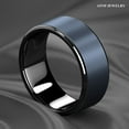 thumbnail image 5 of Tungsten Rings for Men Wedding Bands for Him Womens Wedding Bands for Her 8mm Black Sea Blue Brushed Center, 5 of 9