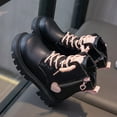 thumbnail image 4 of Xijirk Girls Lace Up Boots Winter Leather Lace Up Stylish Color Matching Side Zipper Boots,Size 8-9 Years, 4 of 4