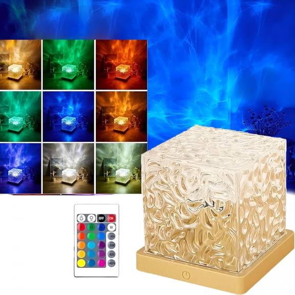 HIBIBUD Aurora Borealis Night Light Projector，16-color dream cube light with dynamic wave effect,ocean-themed ambient light,comes with remote control,suitable for bedroom and classroom decoration