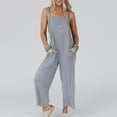 thumbnail image 2 of Gibobby pantalones siameses color liso Mono informal de verano para mujer, sin mangas, holgado, de Color sólido, con correa a la moda, mono holgado para mujer(Gris， XL), 2 of 5