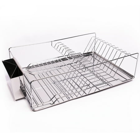 Home Basics 3-Piece Stainless Steel & Chrome Kitchen Sink Dish Drainer