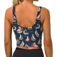 thumbnail image 4 of Picia Sailboat And Wave Sports Bra for Women,Padded Strappy Sports Bras Medium Support Yoga Bra with Removable Cups,Running Yoga Bra-XX-Large, 4 of 9