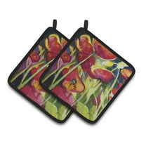 Carolines Treasures JMK1269PTHD Poppies Pair of Pot Holders , 7.5HX7.5W, multicolor