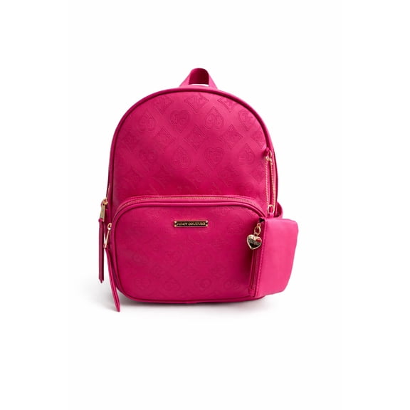 Juicy Couture Word Play Mini Backpack with Detachable Zip Pouch, Raspberry Tart