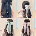thumbnail image 3 of Bow Knot Spring Hair Clip, Pearl Tassel Hairband, Womens Ribbon Headg H7X, 3 of 9