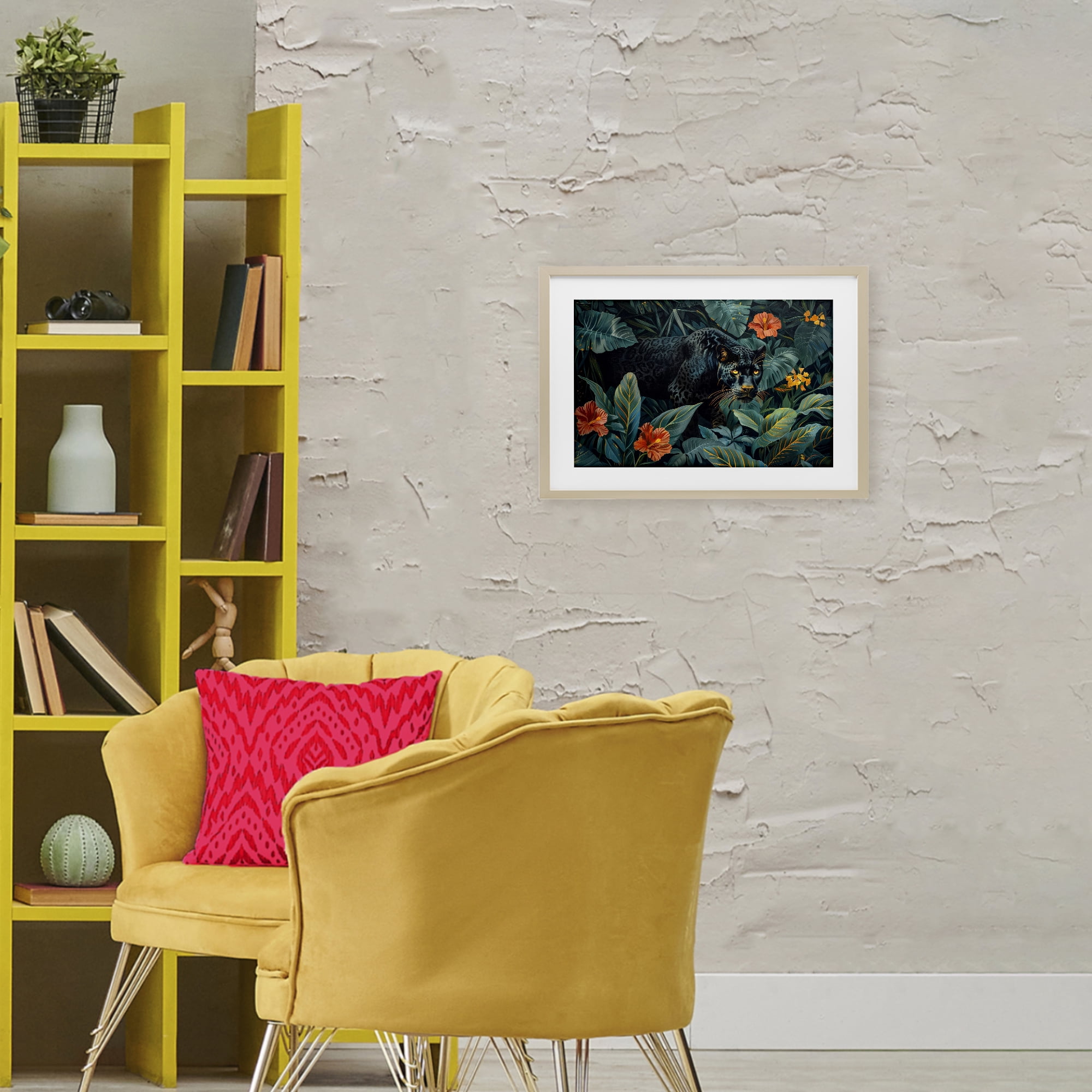 Stupell Industries Panther's Exotic Paradise Birch Framed Print Under Glass, design by Ray Powers