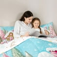 thumbnail image 4 of Feelyou Christmas Lollipop Kids Bedding Comforter Set 7 Pieces, Winter Rustic Cabin Full Bedding Set, Pink Xmas Tree Reversible Fitted Sheet Flat Sheet, Super Cozy Room Decor, 4 of 7