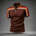 thumbnail image 4 of Men's Retro Color Block Striped Short Sleeve Polo Shirt, Classic Lapel 3 Button Placket Vintage Pique Knit Golf Tee, Casual Breathable Summer Polo Top for Men Daily Smart Casual Wear Sizes S-5XL, 4 of 4