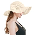 thumbnail image 2 of GZWYHT Beach Hats,Sun Hats Womens Summer Dress Hat Wide Leaf Flower Bridal Shower Hat Sun Hats Beach Hat Fascinators Hats,Hats for Women Beige, 2 of 5