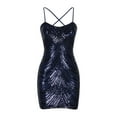thumbnail image 5 of Dark Royal Blue Dresses for Women Summer Fall Spaghetti Strap Off The Shoulder Mini Petite Formal Prom Party Gowns Evening Sequin Sparkly Dresses Homecoming Dresses Ladies 2025 S, 5 of 5