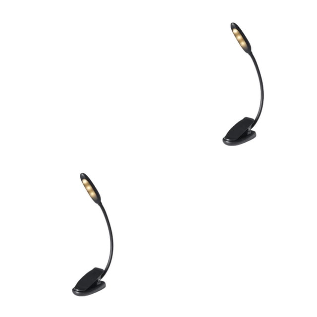 Inteprter Lámpara de escritorio LED Luces de lectura de cabecera USB Lámparas con clip de protección ocular flexibles ajustables Estudio de Tres colores/Negro 2piezas