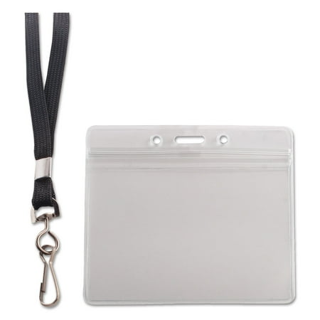 UPC: 0091141911324 | Advantus Horizontal Resealable Badge Holder & Deluxe Lanyard with J-Hook  20/PK