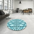 thumbnail image 3 of Ahgly Company Indoor Round Patterned Tron Blue Area Rugs, 5' Round, 3 of 6