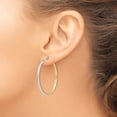 thumbnail image 3 of 14kw White Gold w/Yellow Rhodium Polished and Brushed 2.2mm Hoop Earrings, 3 of 6