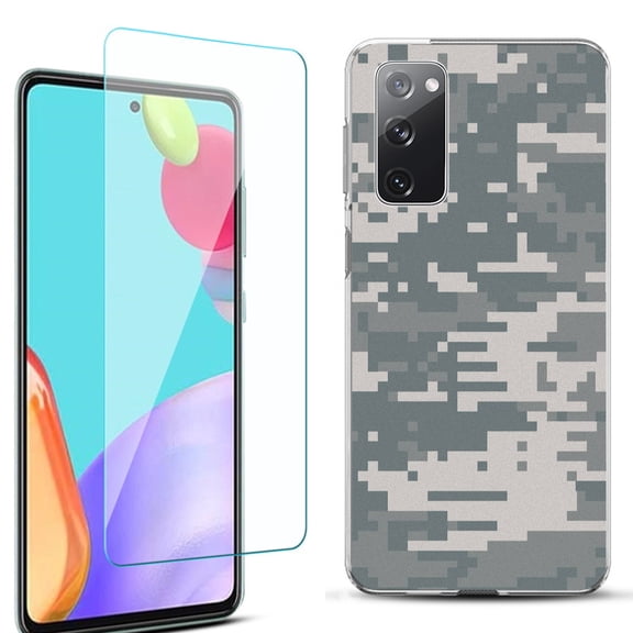 Slim-Fit Protective Phone Case for Samsung Galaxy S20 FE 5G Fan Edition, with Tempered Glass Screen Protector, by OneToughShield ® - Digital Camo