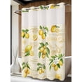 thumbnail image 4 of Yellow Lemons No Hook Shower Curtain Waterproof, Bathroom Curtains with Snap in Liners and See Through Top Window, Summer Botanical Fruit Leaves Country Hotel Style Bathtub Curtains Shower 48"Wx72"L, 4 of 8