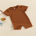 thumbnail image 4 of Newborn Baby Cotton Knitted Ribbed Jumpsuit Short Sleeve  Neck Solid Romper Casual, 4 of 6