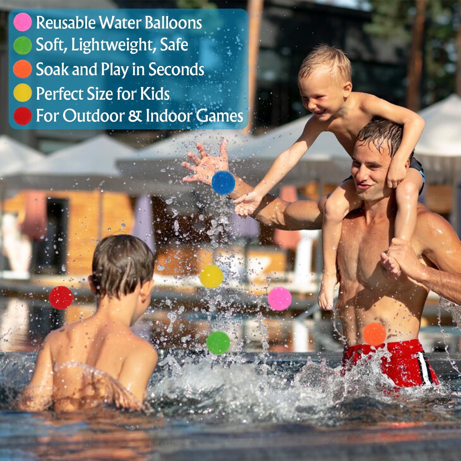 100 Pcs Water Soaker Balls 2" Reusable Water Balloons Splash Balls Pool Water Toys Outdoor Toys  Pool Party Favors Water Toys Summer Gifts