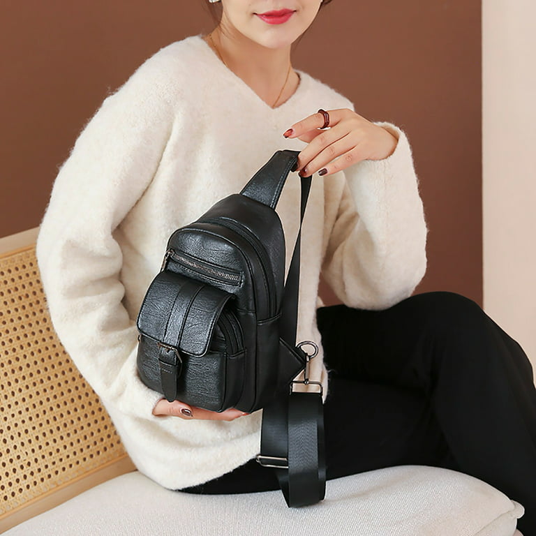  Waist Bag Mini Belt Bag for Women Mini Crossbody Bag Y2k  Accessories Belt Purse for Women Fashionable (Black,Large)