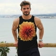 thumbnail image 6 of Fuzoiu Orange Dalia Print Men's Workout Tank Tops,Sleeveless Gym Shirt Quick Dry,Fitness Bodybuilding T-Shirt,Muscle Athletic Workout Tee-, 6 of 7