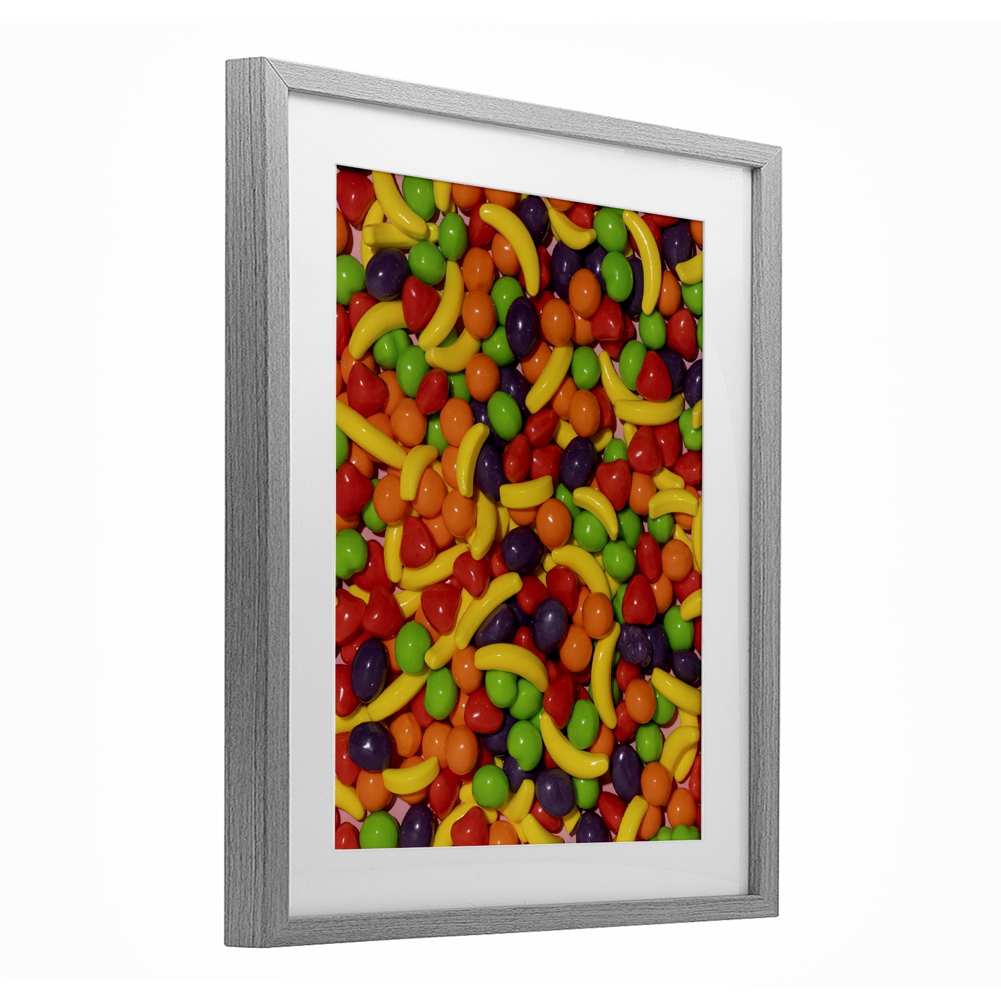 Stupell Industries Retro Assorted Fruit Candy Gray Framed Print Under Glass, design by LISH Creative