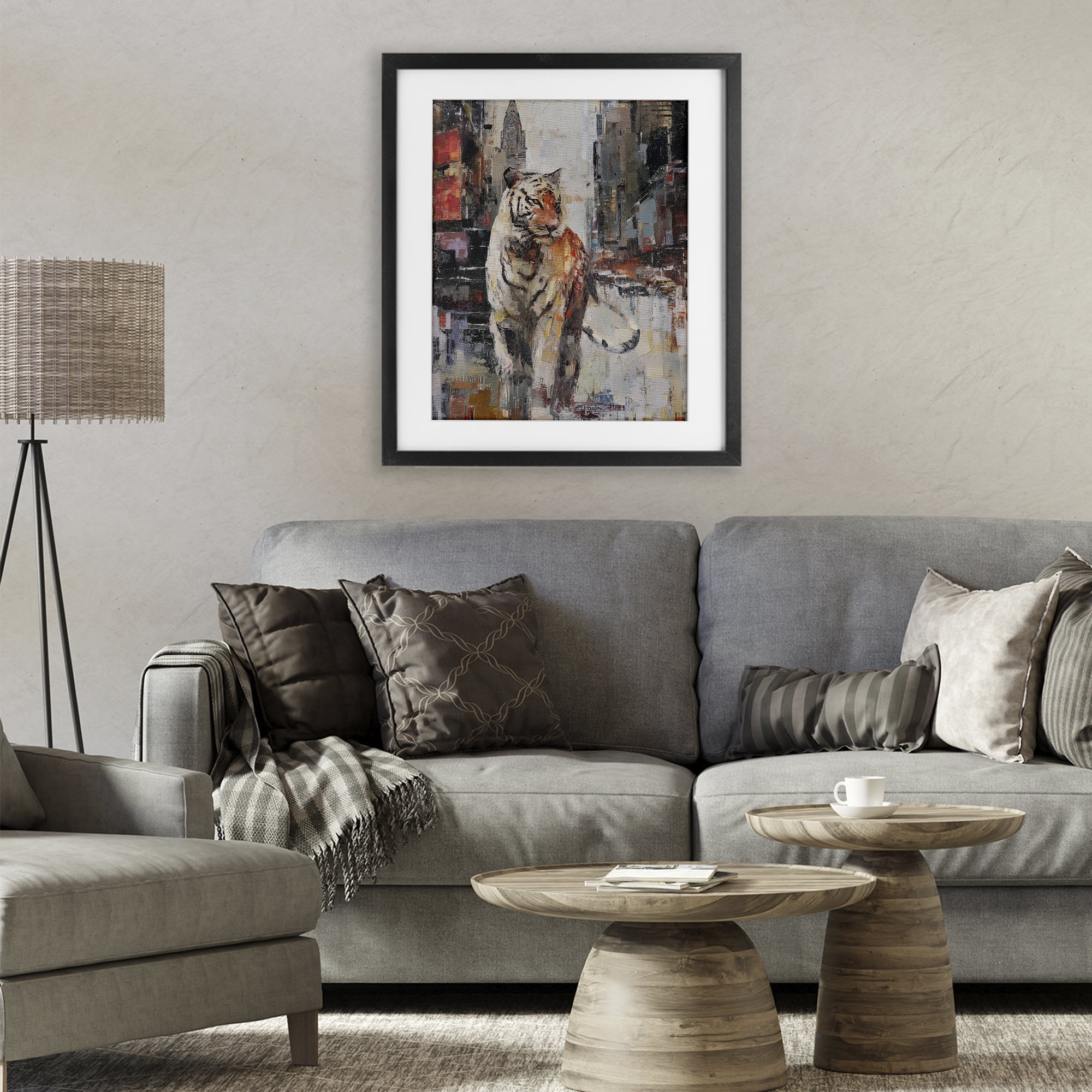 Stupell Industries Concrete Predator Roaming City Black Framed Print Under Glass, design by Svetlana Aleynikova