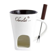 Chocolate Fondue Mug 130ml Ceramic Chocolate Fondue Coffee Cup with Forks Melting Mugs for Chocolate Cheese Butter Easy to Clean Versatile M[YJD]