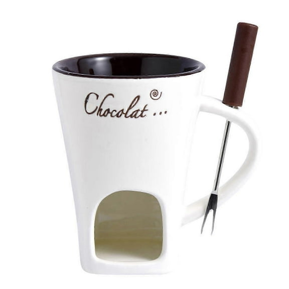 Chocolate Fondue Mug 130ml Ceramic Chocolate Fondue Coffee Cup with Forks Melting Mugs for Chocolate Cheese Butter Easy to Clean Versatile M[YJD]