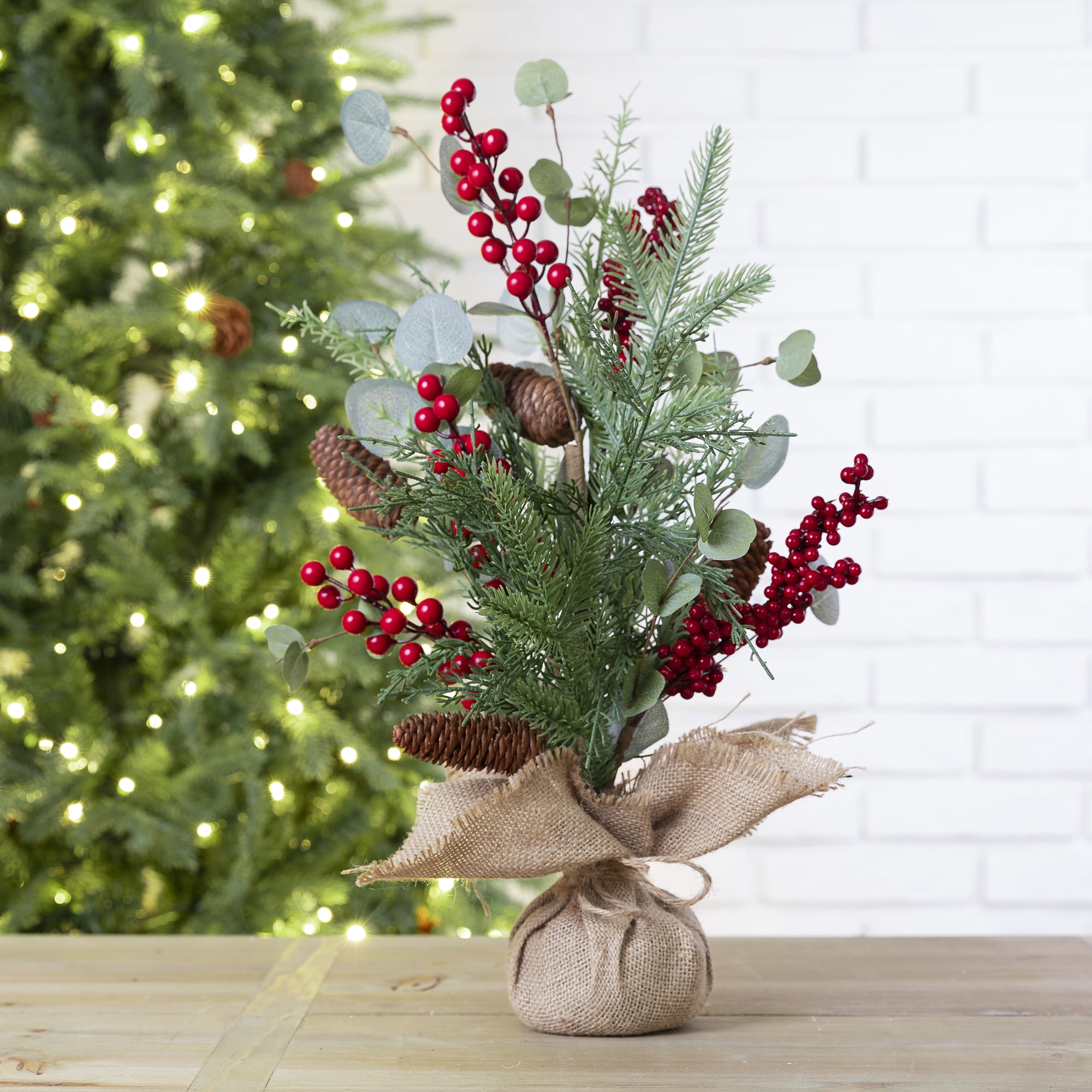 Glitzhome Christmas Floral Table Tree Decor.  Walmart.com  Walmart.com